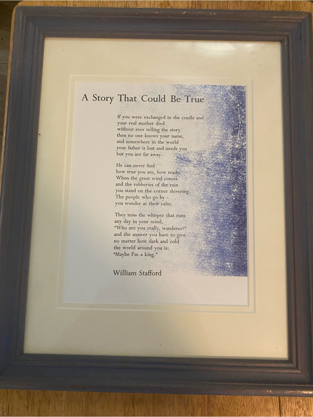 William Stafford 'A Story That Could Be True' Framed Home Art in Blue